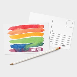 Happy Pride Postkarten-Set mit 32 Karten | LGBTQIA Regenbogen Aquarell Großpackung | Grußkarten für Pride Month & Feierlichkeiten