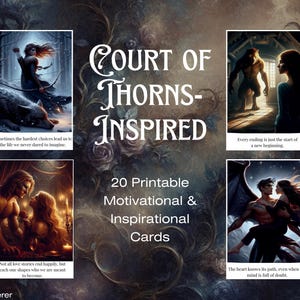 Cartões motivacionais inspirados na Corte dos Espinhos | 20 citações de fantasia para impressão para fãs de romance | Arte literária | Download digital instantâneo