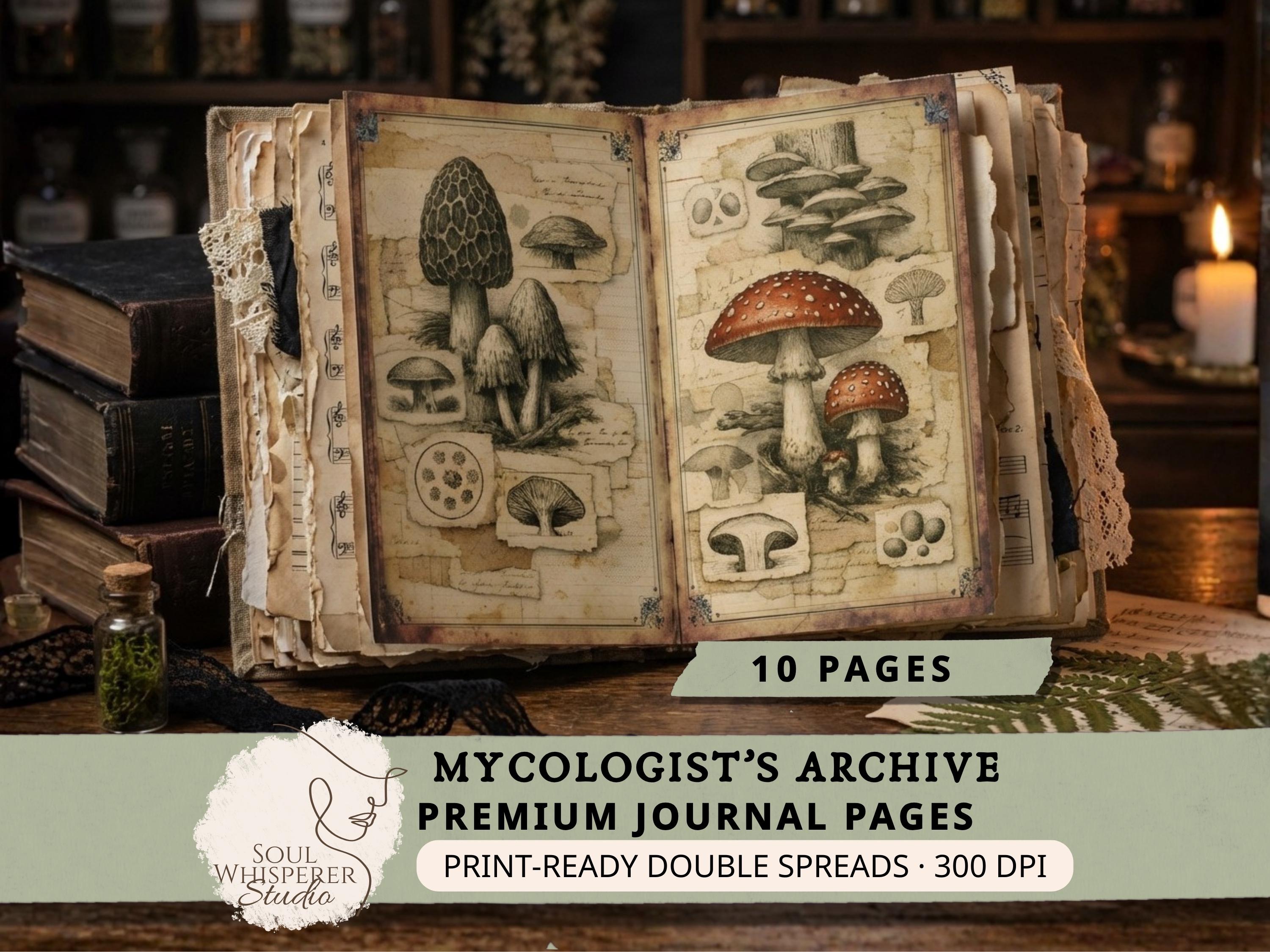 Printable Mushroom Junk Journal Pages, Vintage Fungi Ephemera ...