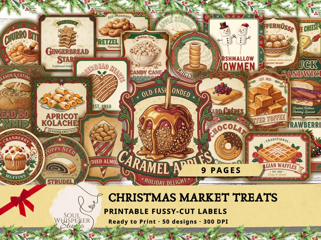 Christmas Market Treats & Savory Bites – Vintage Printable Labels ...