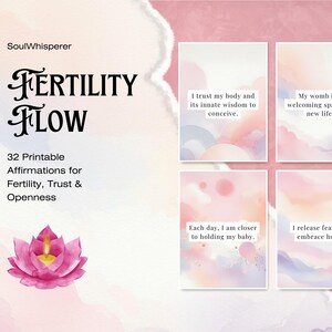 Flujo de Fertilidad / 32 Tarjetas de Afirmaciones Imprimibles para TTC, FIV y Apoyo en el Proceso de Fertilidad / Frases Positivas / Descarga Digital Instantánea en PDF