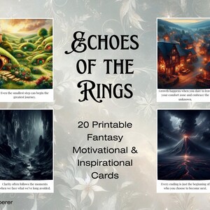 Ecos dos Anéis | Cartões motivacionais e inspiradores de fantasia para imprimir | Citações e arte épicas para fãs de mundos de fantasia | Download instantâneo