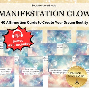 Affermazioni quotidiane stampabili + audio bonus / 40 carte con citazioni ispiratrici per la manifestazione, la consapevolezza e la cura di sé / Download digitale istantaneo
