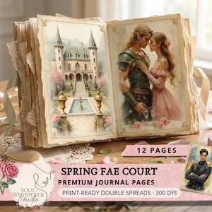 Spring Fae Court Junk Journal Pages, Printable Romantasy Scrapbook Paper, Fantasy Romance Collage Sheets, Bookish Reading Art Journal Pages