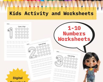 Utskrivbara sifferspårningsarbetsblad 1–10 | Räknings- och skrivövning för barn | Matematikaktivitet för förskola (PDF)