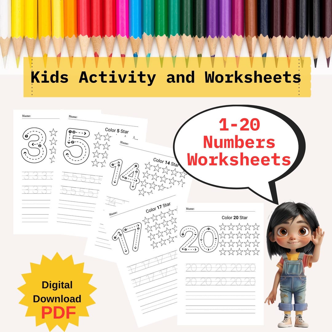 Printable Number Tracing Worksheets 1–20 | Counting & Writing Practice ...