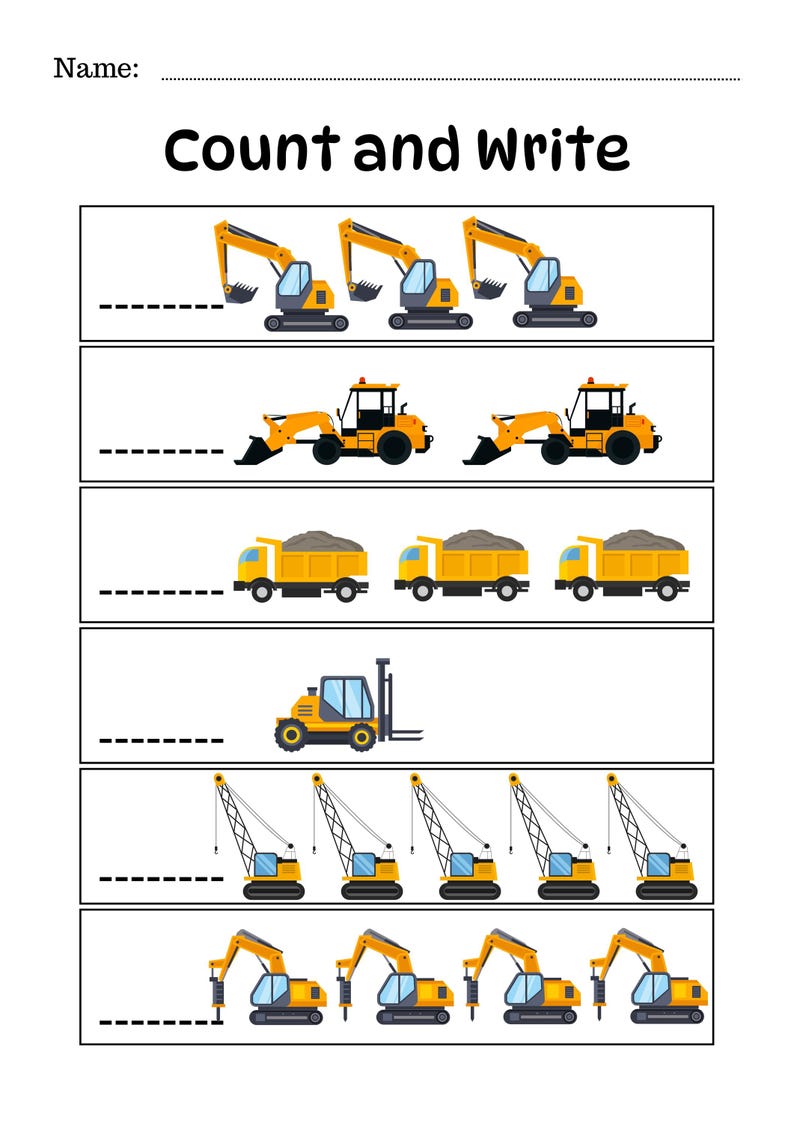Preschool Count and Write Worksheets for Boys | Math Activity PDF ...