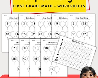 Skip Counting Worksheets | Numbers 2–10 | Kindergarten & 1st Grade Math Activities | Printable PDF Worksheets