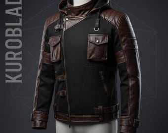 Chaqueta de cuero para cosplay de la Expedición 33 - Réplica premium de película de ciencia ficción - Traje táctico desgastado artesanal