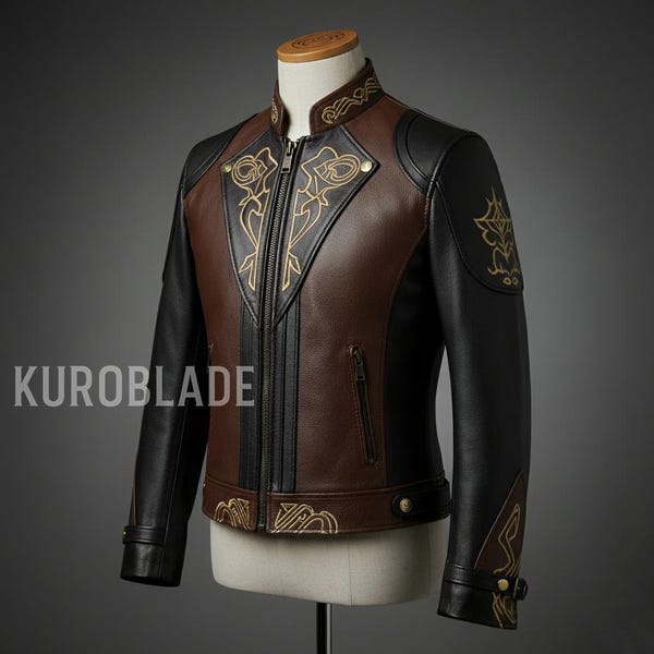 Zhongli Inspired Leather Jacket, Genshin Impact Cosplay Coat, Handmade Anime Costume for Men, Comic Con Cosplay Outfit