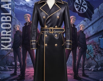 Abrigo de piel de vaca auténtica de Tokyo Revengers - Chaqueta larga de Tokyo Manji Gang - Gabardina de cosplay de Mikey Sano Toman - Ropa de calle premium de anime