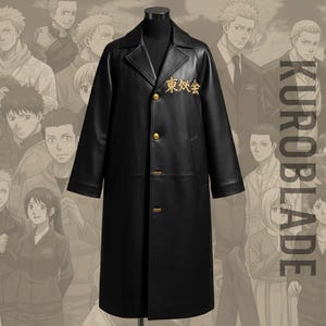 Handmade Tokyo Revengers Leather Trench Coat - Premium Cowhide