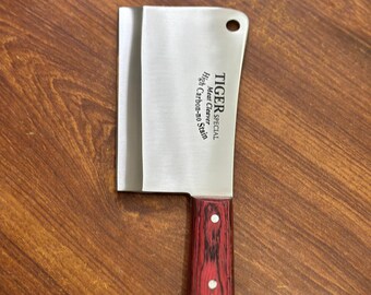 Premium High Carbon Chef Cleaver | 600g Boneless Cutting Knife with Colored Wooden Handle | Sharp Kitchen Butcher Blade