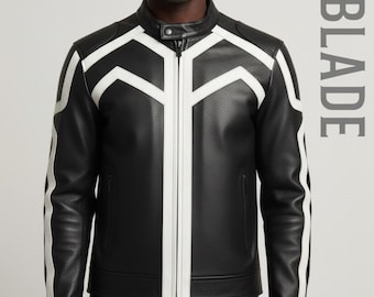 Chaqueta estilo Tron de línea blanca / Chaqueta bomber cyberpunk negra / Ropa de motociclista iluminada futurista / Ropa de calle iluminada de cosplay de ciencia ficción