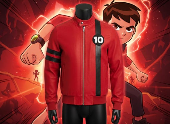 Albedo Ben 10 Red Leather Jacket - Alien Force Cosplay Costume