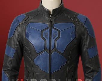 Chaqueta de cuero inspirada en Bo Katan Kryze / Chaqueta de cosplay de Mandalorian / Chaqueta de disfraz de Star Wars / Traje de cosplay hecho a mano a medida / COLOR AZUL