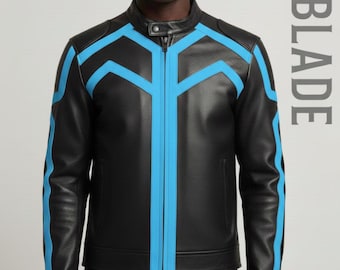 Chaqueta estilo Tron con brillo cian / Abrigo iluminado cyberpunk negro / Bomber futurista para rave / Cosplay de ciencia ficción, regalo de ropa urbana iluminada