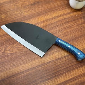Handmade Serbian Cleaver: High Carbon Steel Butcher Knife with Wood Handle