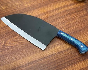 Handmade Serbian Cleaver | High Carbon Steel Chef Knife with Premium Wooden Handle | Rustic Butcher Blade for Kitchen or BBQ