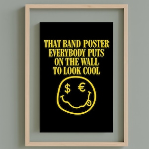 Inspired nirvana poster music gift for him nirvana poster rock music poster birthday gift best friend gift rock wall art diy grunge poster