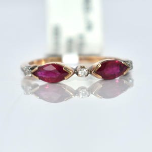 Elegant Marquise Cut Ruby And Diamond Ring Available in Both Gold And Silver Vintage Finish Directly  From Traditional Small Factory