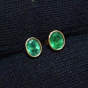 Solid 14K Gold Emerald Studs | Top Quality at Best Price Trending Fashion | Handmade Minimalist studs Earring For Her