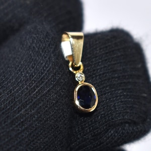 14K Gold Sapphire Necklace, September Birthstone, Oval Cut Blue Gemstone Necklace, Minimalist Sapphire Charm Necklace, Birthstone Necklace
