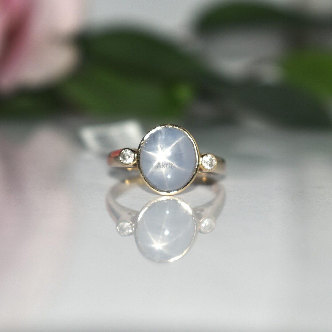 Chakra Healing Star Sapphire and Diamond Rung Grab It in ( 9K 14K ...