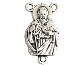 Saint Jude Rosary Centerpiece Medal Catholic Parts 1"
