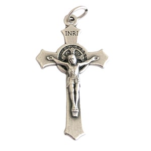 St Benedict Cross Catholic Crucifix Pendant Patron Saint Jewelry 1-1/2&quot;