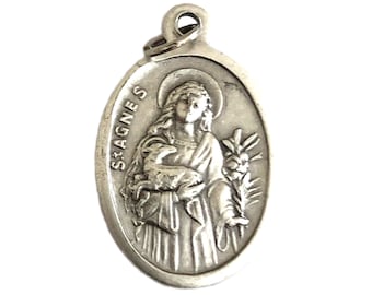 St Agnes Medal Catholic Rosary Parts Gifts 1"