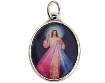 Divine Mercy Medal Jesus I Trust in You Color Pendant Charm Catholic Gifts 1"