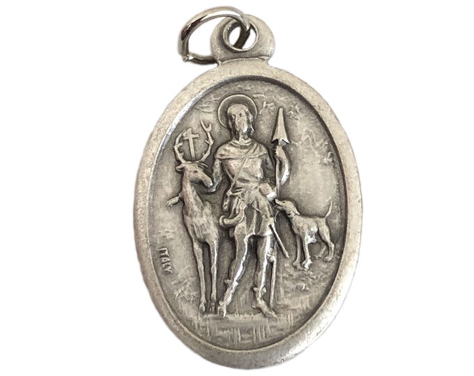 thumbnail image 2 of St. Hubert Patron Saint Of Hunters Medal With Chain & Prayer Card - Hunter's Gift 2 of 6