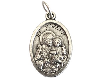 St Joseph and Jesus Medals Catholic Holy Family Charm 1"