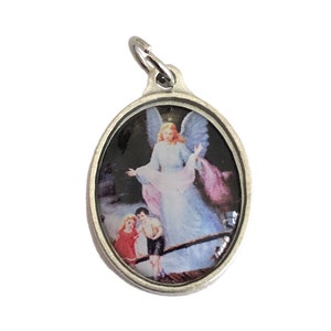 Guardian Angel Medals Color Pendant Charm Catholic Gifts 1"