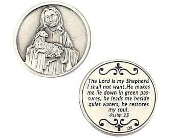 Jesus With Lamb Pocket Token Coin Christian Gifts Psalm 23