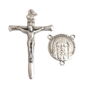 Nail Crucifix Rosary Parts Set Holy Face of Jesus Centerpiece image 1