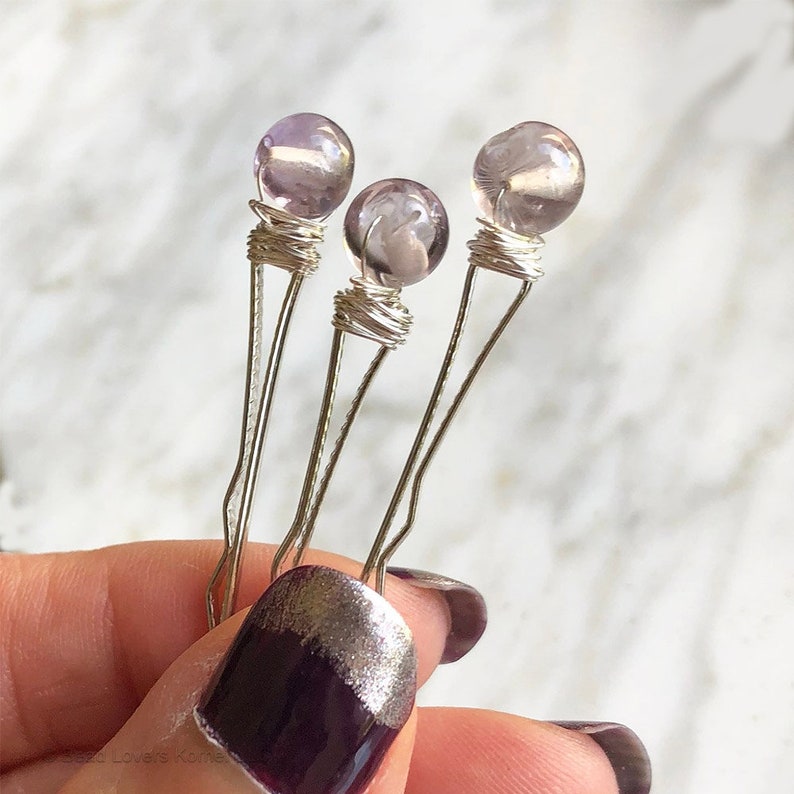 Amethyst Crystal Decorative Hair Bobby Pins Gemstone Etsy