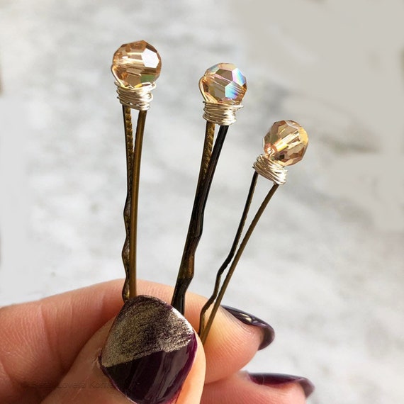 Topaz Crystal Bobby Pins Decorative Hair Clips For Women