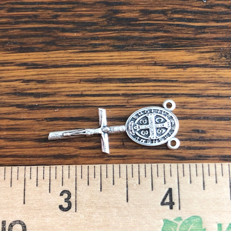 St Benedict Medal Centerpiece & Crucifix Catholic Rosary Parts 1-3/8 image 4