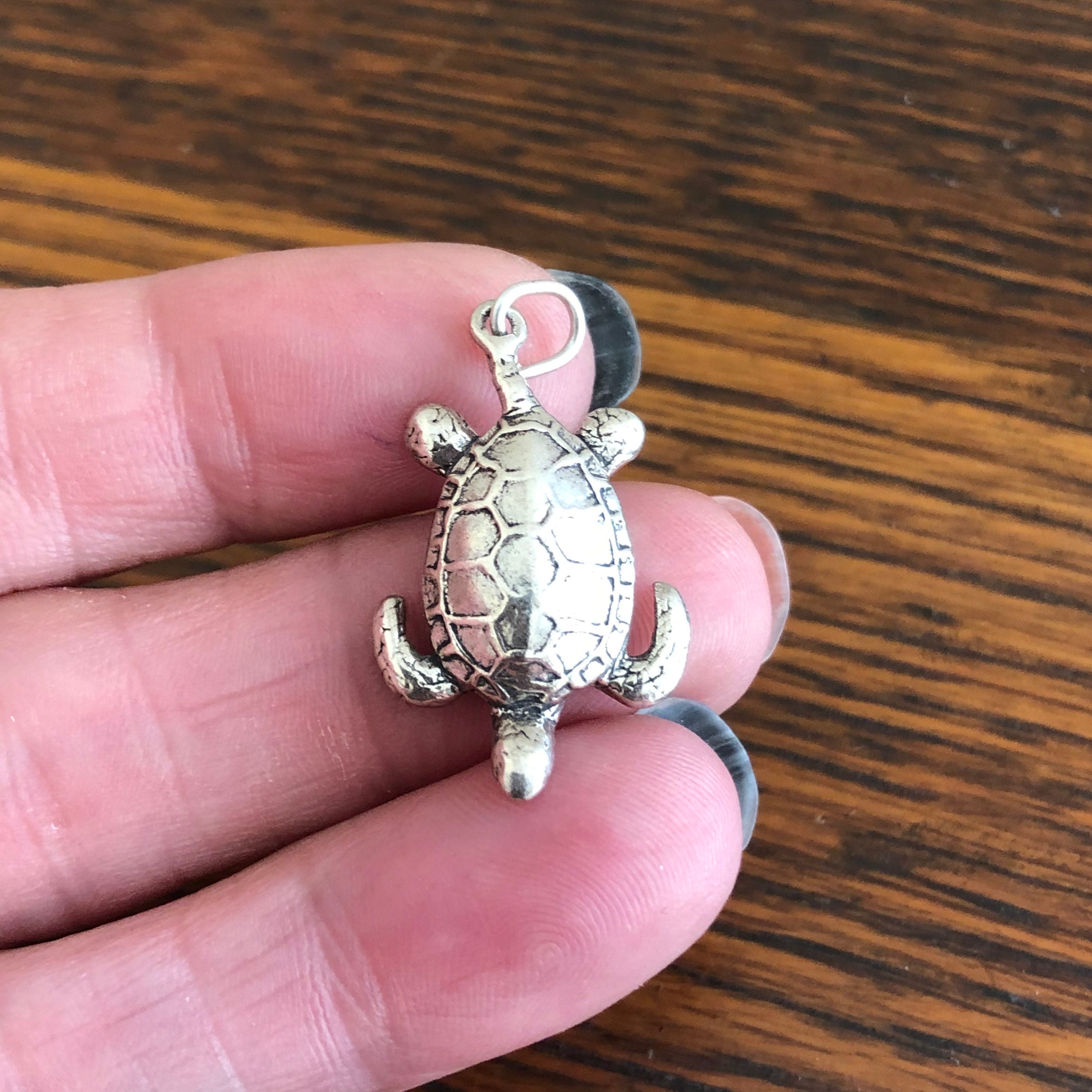 Turtle Pendant Charm 27mm Sterling Silver Jewelry Supplies | Etsy