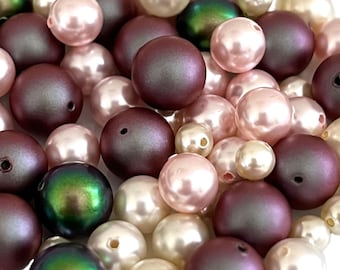 Assorted Swarovski Crystal Pearls Beads Soup Colorful Mixed Destash