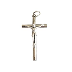 Simple Crucifix Pendant Plain Cross Rosary Parts Catholic Gifts 1-1/2&quot;