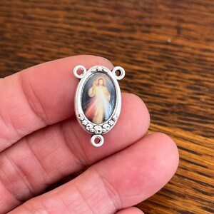 Divine Mercy Rosary Centerpiece Jesus Medal Catholic Parts 3/4 image 2