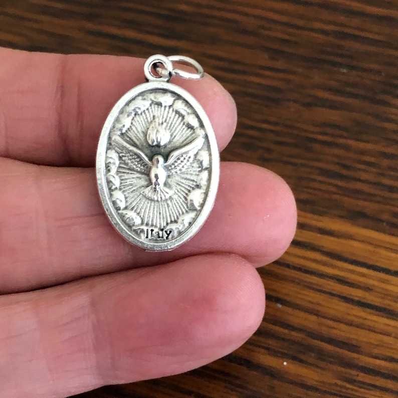 Holy Spirit Dove on back of Holy Family Medal