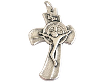 St Benedict Crucifix Pendant Modern Catholic Saint Cross 1-1/2"