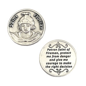 St Florian Pocket Token Coin Fireman Gifts Firefighter Prayer