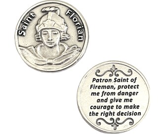 Saint Florian Pocket Token Fireman Gifts Firefighter Prayer Coin