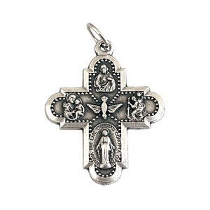 Four Way Cross Pendant Medal Catholic Gifts Rosary Parts 1-1/4"