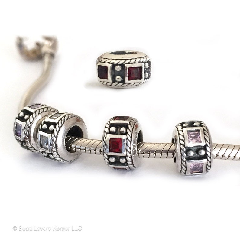 Granny Heart European Charm Bead With Birthstones For Large Hole Charm Bracelets